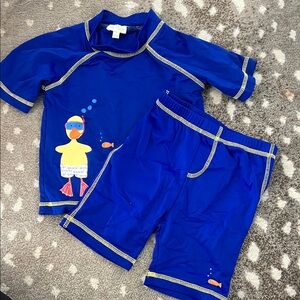 Le Top Blue Swim Rashguard Set with Duck Design